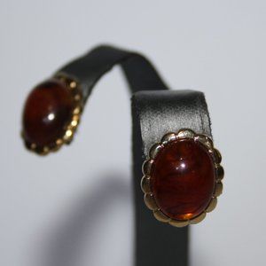 Vintage gold and amber post earrings